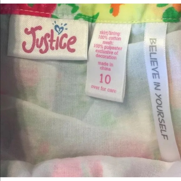 2/$20 Justice Floral Girl Full pleated Floral Skirt Cotton Sz 10 Sequins - Picture 4 of 7